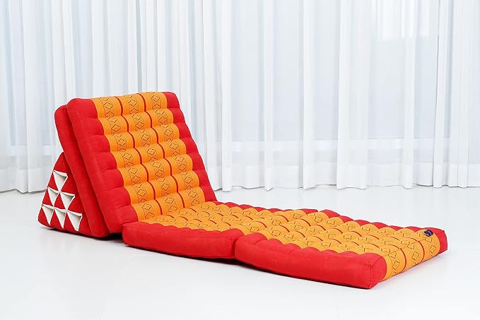 Leewadee Thai Foldable Floor Mat 89 x 20 inches Kapok with Backrest | Floor & lounge cushion for relaxing, reading & TV - for meditation & yoga, firm & stable - Image 6