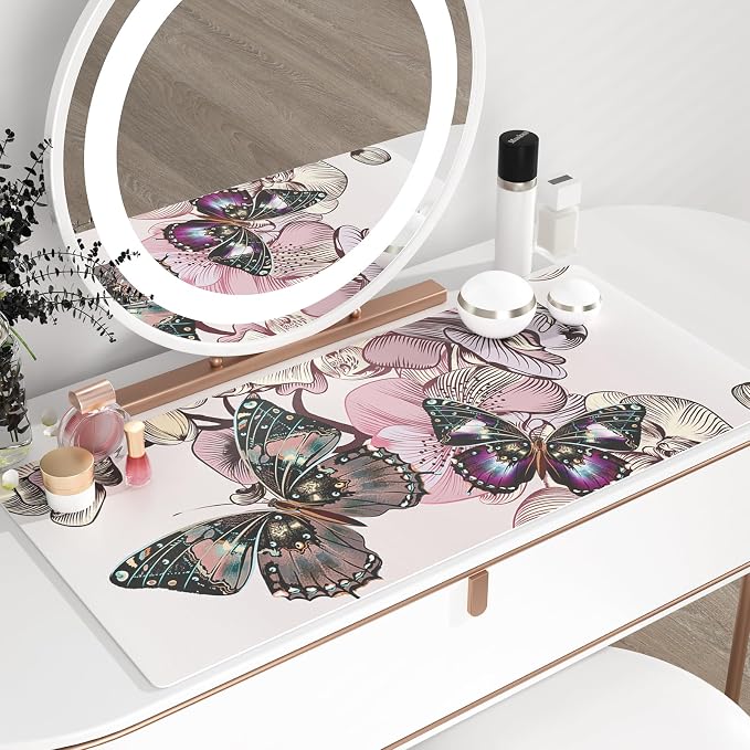 QiyI PU Leather Large Mouse Pad, Office Decor, 31.5" x 15.7", Butterflies | Desk Décor Accessories, Extended Size, Waterproof & Easy to Clean, Smooth Surface, Non Slip Desk Organization - Image 6