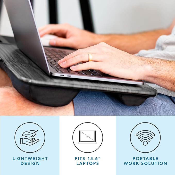 LAPGEAR Home Office Lap Desk – Gray Woodgrain, Fits 15.6” Laptops - Image 2