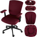 Tallew 4 Pcs Office Chair Covers Set Computer Universal Protective Stretchable Chair Seat Covers Desk Armrest Slipcovers Pads Office Cushion Backrest for Rotating(Wine Red) by Tallew