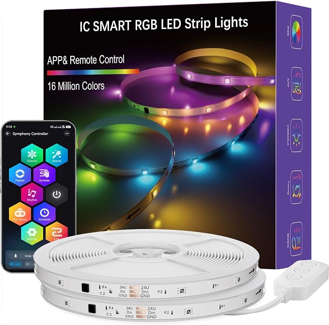 LED Strip Lights,130FT Smart IC RGB WiFi Voice Controlled LED Lights by TFZBA