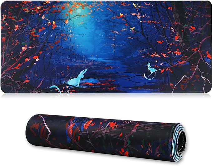 Large Gaming Mouse Pad with Stitched Edges,[27.5x11.8In] Extended Mouse Pad with Non-Slip Natural Rubber Base for Gamer/Desktop/Office/Home 70x30 Forest07 by Jahosin