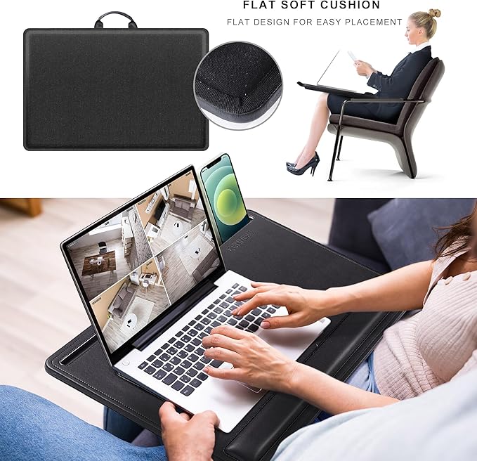 CENNBIE Leather Lap Desk with Memory Foam Cushion 24x16 Inches (Black) - Image 5