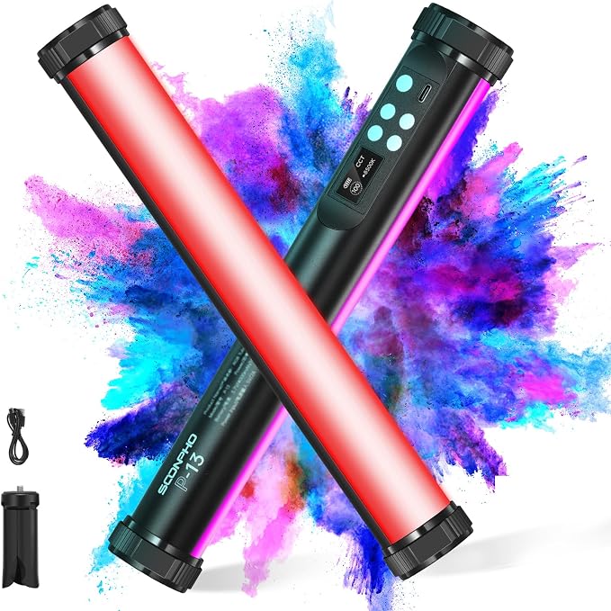 Soonpho RGB LED Video Light Wand Stick,360° Full RGB Magnetic Tube Light,3200K~8500K,Rechargeable 4000mAh Battery for Photography YouTube Vlog by soonpho