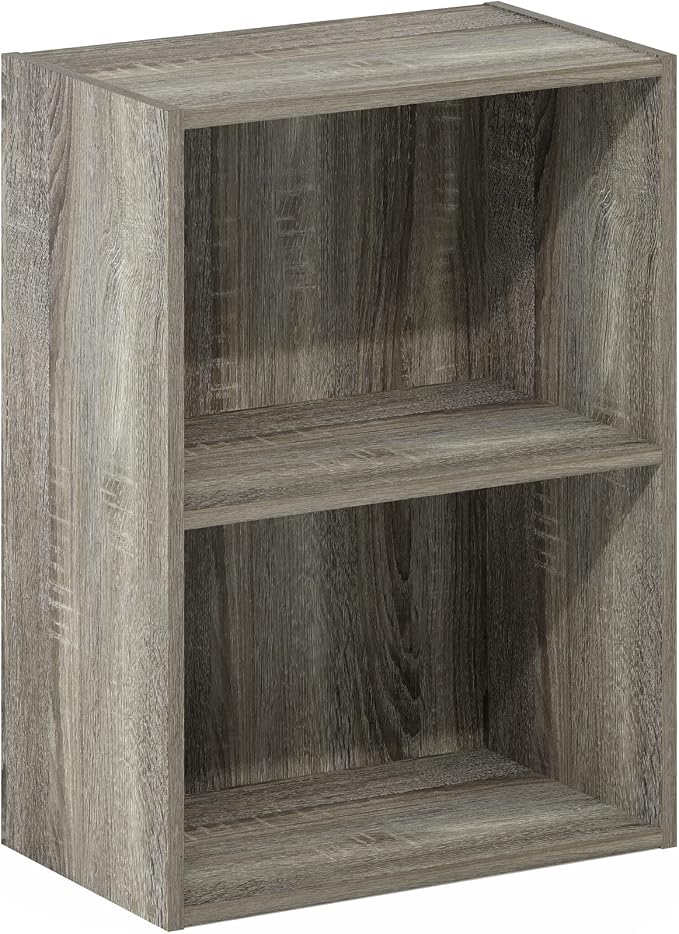 Furinno LUDER 2-Tier Book Shelf, Open Shelves Bookshelf, French Oak - Image 5