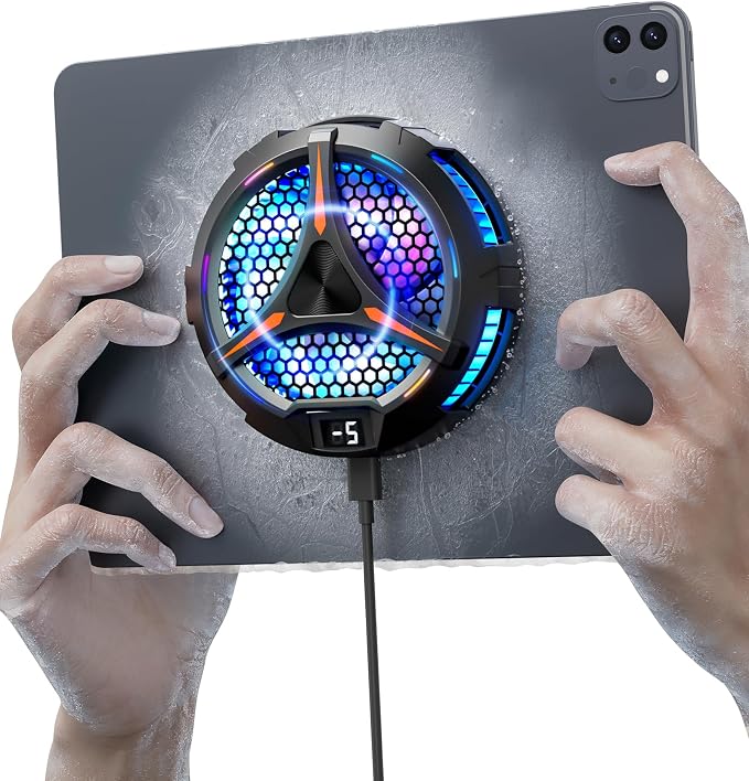 ACEDAYS iPad Cooler,Magnetic Tablet Cooler for ipad/Surface pro/Samsung Tab,Compatible for Steam Deck,Universal Radiator with Temperature Display for Mobile Gaming,Tiktok Live Streaming by ACEDAYS