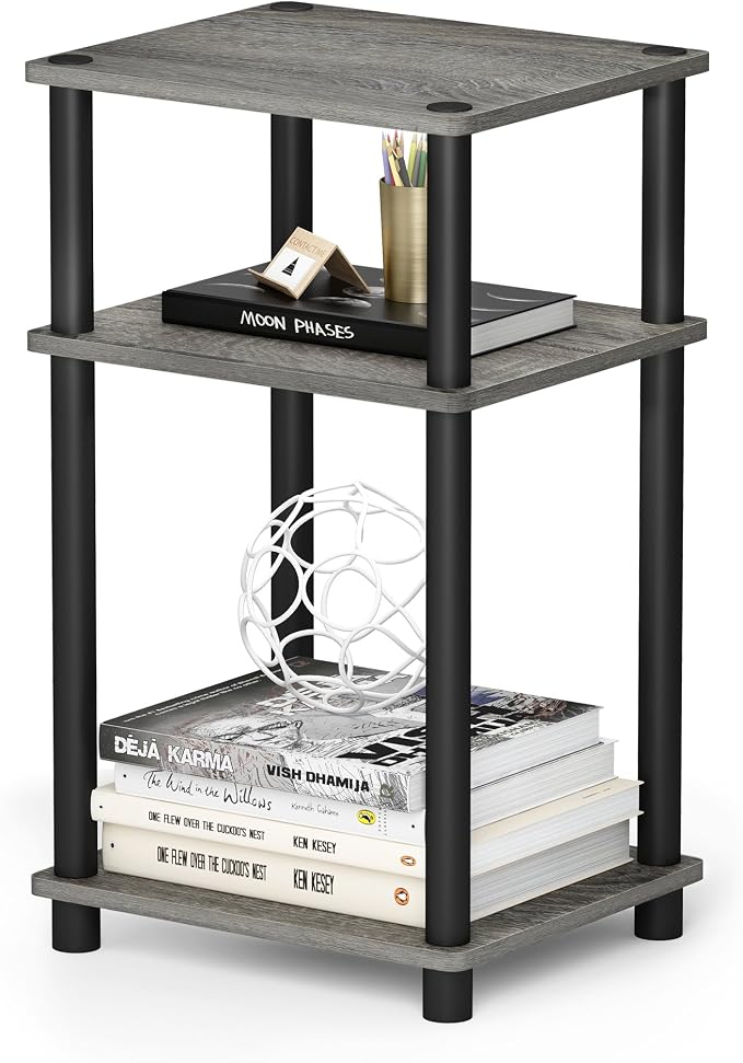 Furinno JUST Toolless 3-Tier Side Table, Open Shelf End Table, French Oak by Furinno-FitsYourSpaceFitsYourBudget
