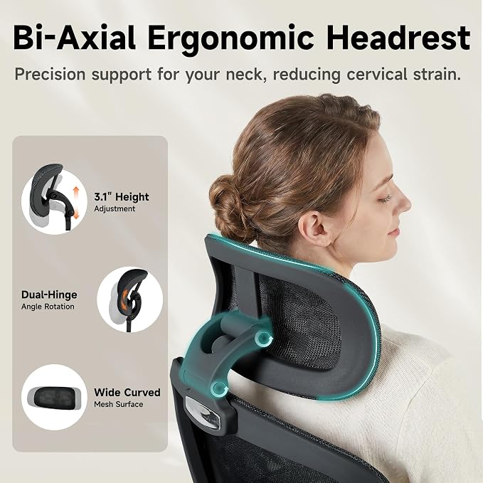 Korser Ergonomic Mesh Office Chair with Footrest, Big and Tall Desk Chair with 4D Flip-Up Arms, Auto-Tracking Lumbar Support, 3D Headrest, High Back Computer Gaming Chair for Home Office, Black - Image 5