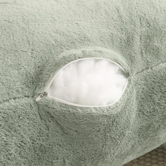 Large Plush Backrest Pillow for Sitting in Bed,Faux Fur,Green | 19" Back Pillow with Arms Supports Adults,College Students,Elbows & Forearms for Dorm Reading,Gaming,Watching TV - Image 9
