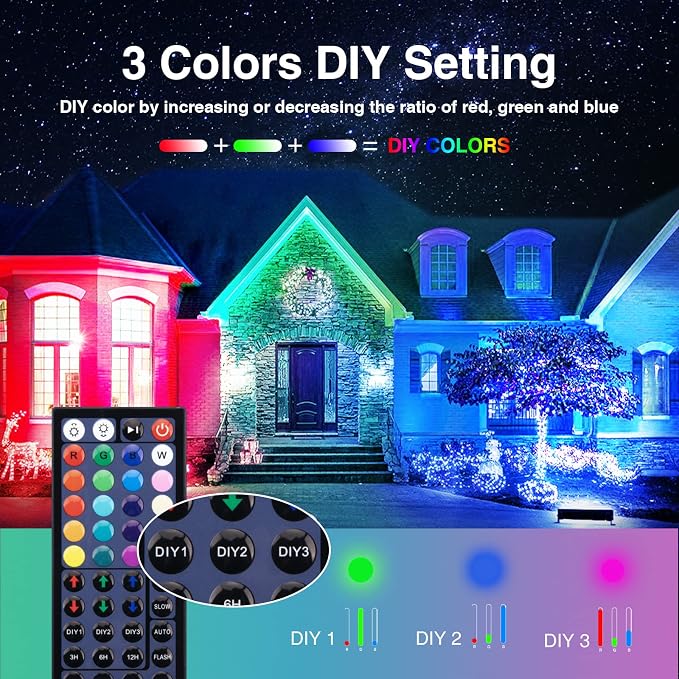 Onforu Stage Lights 2 Pack 48W LED Wall Washer Light,IP66 Waterproof Outdoor RGB Light Bar with Timing,Wash Lights with DIY Colors 44-Key Remote for Garden Wedding Party - Image 3