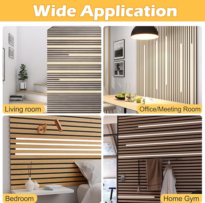 Dimmable LED Recessed Lighting for Acoustic Panel Cuttable Soft 3000K COB Strip Light with Touch Sensor for Wood Accent Groove Slat Wall Panel, Themed Space, Gym, Movie Music Gaming Room Decoration - Image 9
