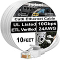 Jadaol [UL Listed] Cat6 Ethernet Cable 10FT 10Gbps 24AWG Pure Copper, White by Jadaol