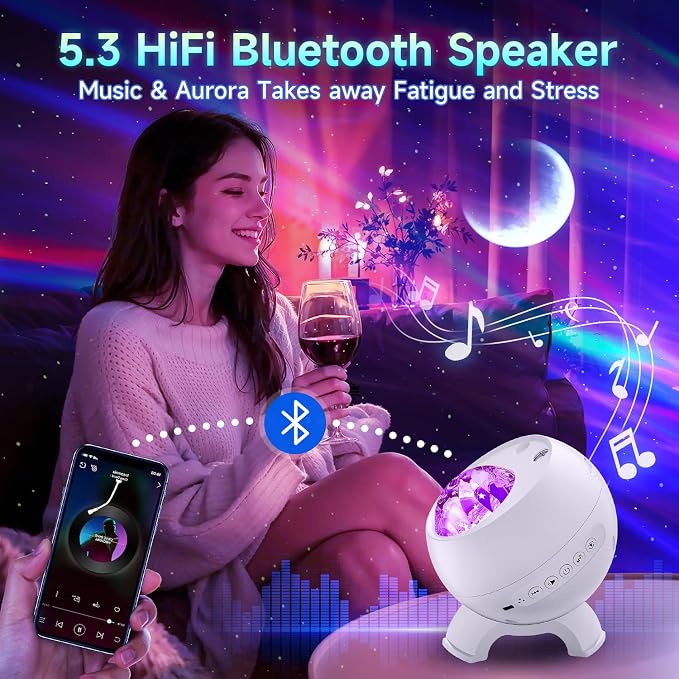 Staryou Galaxy Projector Northern Lights Projector with Bluetooth Speaker - Image 4