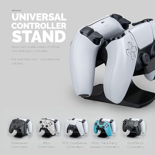 Dual Game Controller Desktop Holder Stand - Universal Design for Xbox ONE, PS5, PS4, PC, Steelseries, Steam & More, Reduce Clutter UGDS-03 (Black) - Image 4