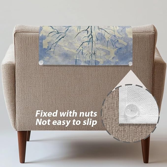 Headrest Cover for Small Recliner 26x16 Inch 2 Pcs - Easy Install Waterproof Polyester Slipcover, Non-Slip Breathable Protector with Nails for Home/Office, Peach Trees in Bloom Print - Image 5