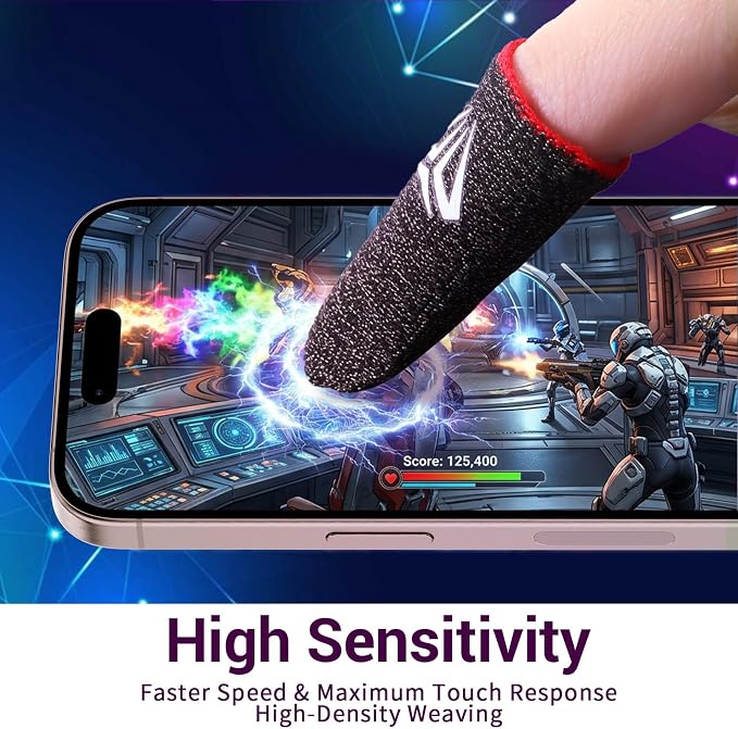 Sibba 4Pcs Mobile Gaming Finger Sleeves Ultra-Thin Carbon Fiber Thumb Sleeves for Mobile Games, Anti-Sweat & Anti-Slip Perfect Touchscreen Glide Gamer Profesionales, Universal with All Devices - Image 3