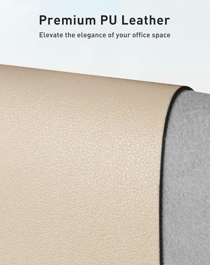 Aothia Faux Leather Desk Mat - Large Mouse Pad, Non-Slip PU Leather Blotter, Waterproof Writing Surface for Office and Home (Beige, 42" x 17") - Image 2