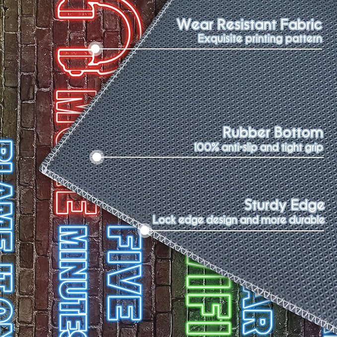 Gaming Chair Mat for Carpet Hardwood Tile Floor,36"x48" Gaming Rug for Gaming Room, Under Desk Non Slip Gamer Rug,Low-Pile Game Room Rug,Rubber Backing Large Gaming Chair Floor Mat,Printed Neon - Image 7