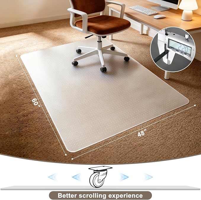 Office Chair Mat for Carpets, 48" x 60" Clear Carpet Protector Mat with Rounded Non-Sharp Studs, Durable Desk Chair Mat for Home Office and Gaming Room - Image 2