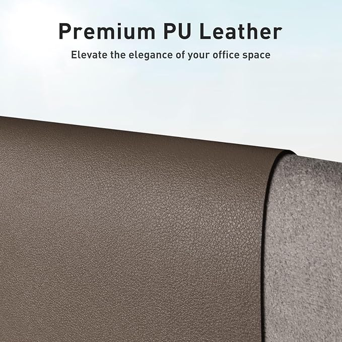 Aothia Faux Leather Desk Mat - Non-Slip PU Leather Desk Blotter, Waterproof Writing Surface, Large Desk Pad for Office & Home (Coffee, 55" x 17") - Image 2