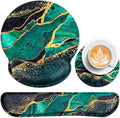 Mouse Pad Green with Wrist Rest Set, 3-in-1 Wrist Support Mousepad by QOMOLAMA