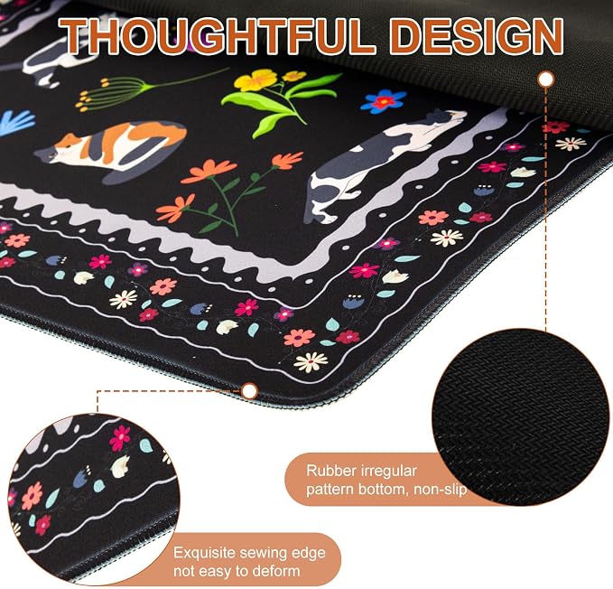 L-SPOUTTO Cute Cat Desk Mat for Keyboard and Mouse,Black XXL Mouse Pad | Large Non-Slip Keyboard Pad Waterproof Desktop Mat for Laptop Computer Work Game Home Office,Cats Black - Image 6