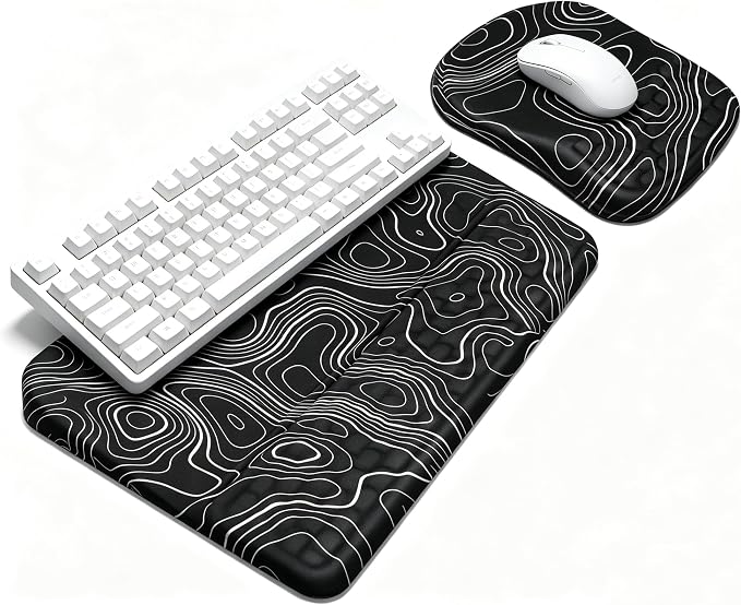 Keyboard Wrist Rest -Ergonomic Keyboard Stand with Wrist Rest- with Carpal Tunnel Pain Relief Massage Bumps and Full Memory Gel Design - Ideal Frequent Computer (Line) by WENPIC
