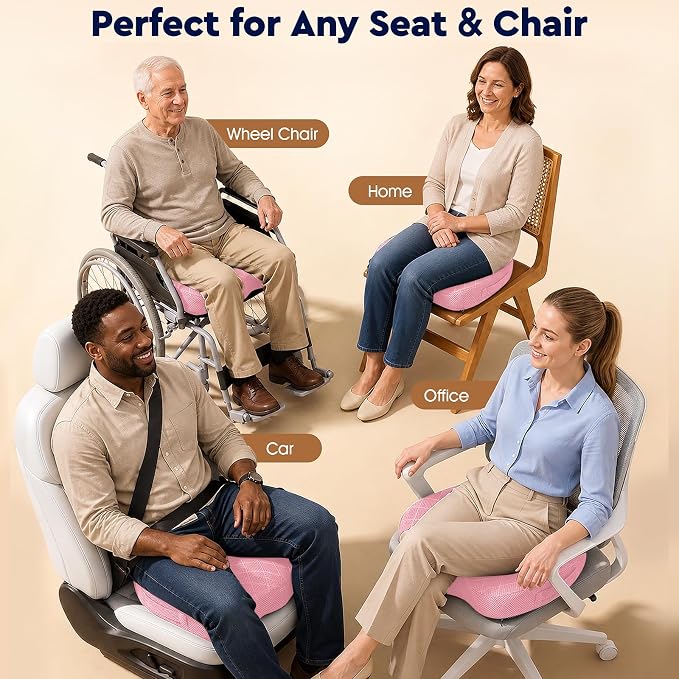 TushGuard Seat Cushion, Memory Foam Office Chair Cushion - Pink, XXX-Large | for Car Seat, Airplane, Desk Chair - Sciatica & Hip & Coccyx Pain Relief Cushion for Long Sitting Office Workers, Car Drivers - Image 7