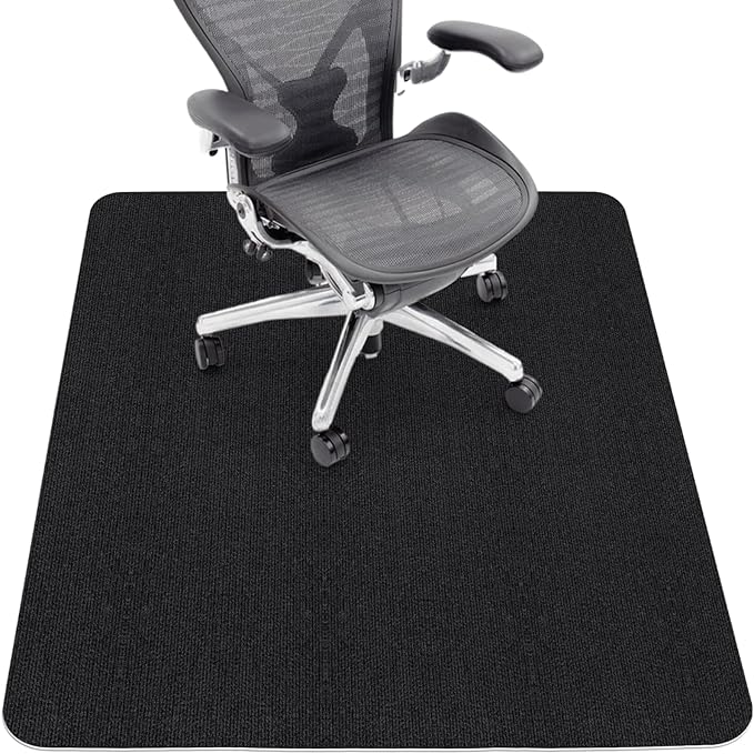 Sycoodeal Office Chair Mat for Hardwood Floor,Office Computer Gaming Chair Mat for Tile Floor,Large Floor Protector Rug,Anti-Slip,Easy to Clean,Pure Black(48"x36") by SYCOODEAL