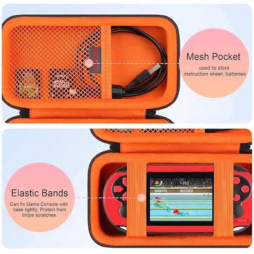 Elonbo Carrying Case for TaddToy/WELLST·G/Beijue/FAMILY POCKET/CCTU/X- JOYKIDS/GREENCREEK/Beico/KAVOYI/GuaiyeyeAP/TEBIYOU Handheld Game Console, Portable Electronic Gaming Player Bag, Black+ - Image 3