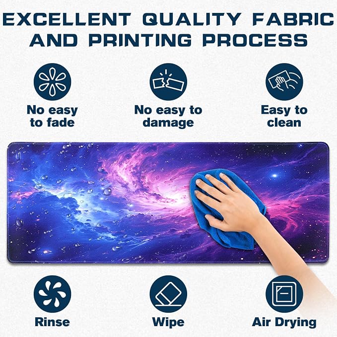Mouse Pad Gaming - Desk Mat for Keyboard and Mouse - Purple Galaxy Space Large Mouse Pads for Desk, Gaming Mousepad with Non-Slip Base, Desks Pad (31.5" X 11.8") for Game, Office and Home - Image 3