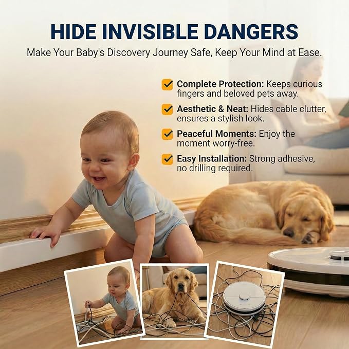 Cord Hider for Wall Mounted TV - Fits 3-4 Cables, 110in Paintable Cable Concealer Kit, Self-Adhesive Wire Cover Channel, Cable Raceway Wire Hider for Power Cords, 7X L15.7in X W1.00in X H0.63in, White - Image 6