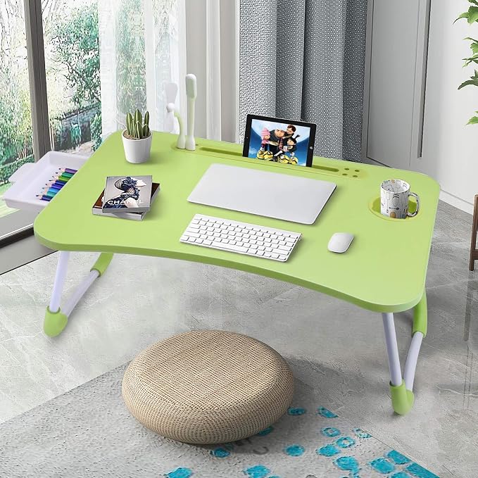 Slendor Bed Desk for Laptop and Writing with Storage, Cup Holder, Light - Image 4