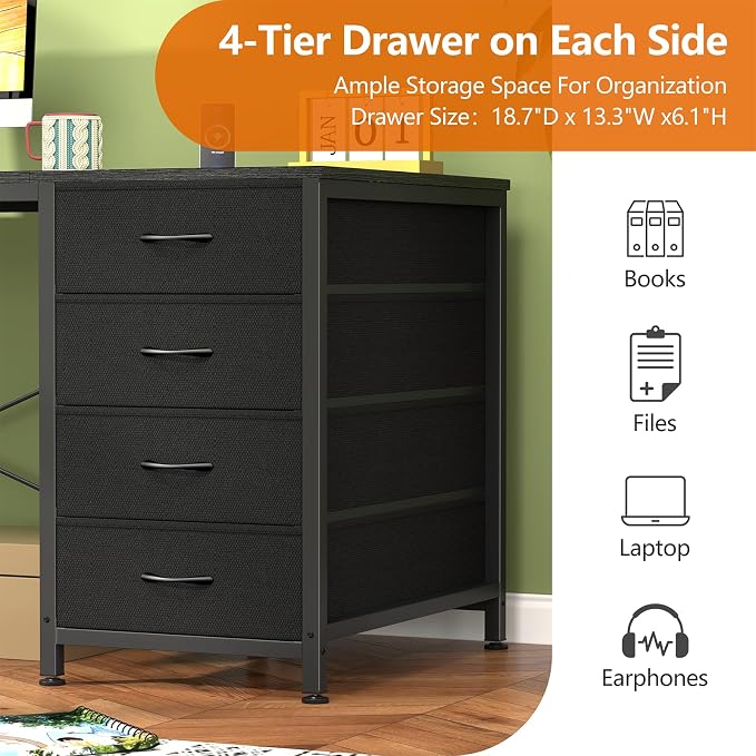 60 Inch Computer Desk with 8 Drawers for Home Office, Bedroom, Living Room - Image 7