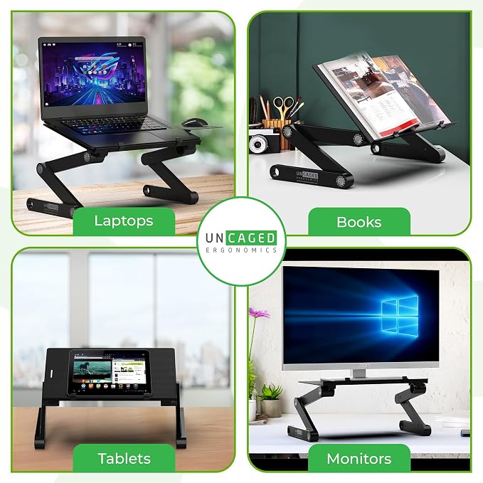 Uncaged Ergonomics XL Adjustable Laptop Stand, Cooling Riser (White) - Image 6