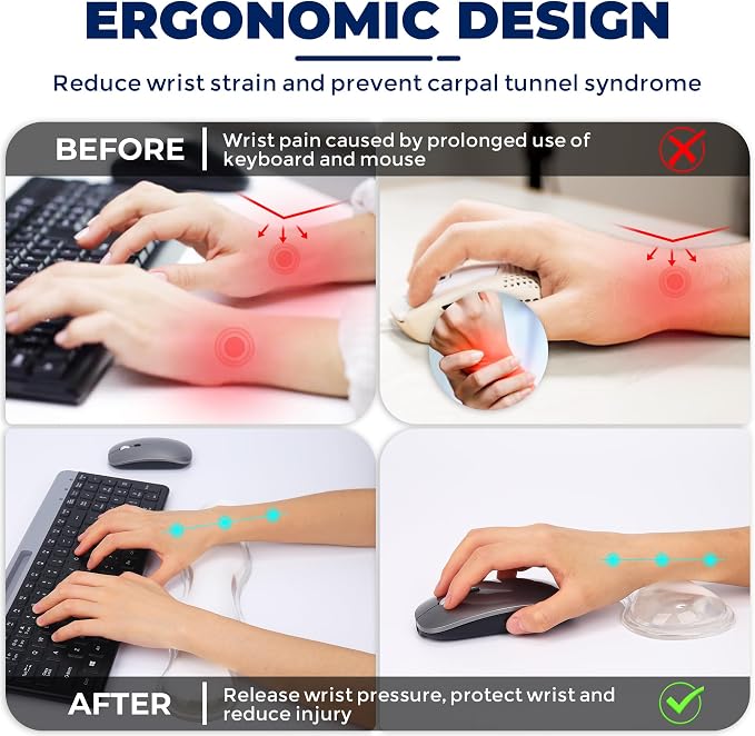 Gel Wrist Rest for Keyboard and Mouse, Wrist Rest for Keyboard, Mouse Wrist Support, Pain Relief, Cool Touch, Non-Skid, Mouse Wrist pad - Image 3