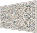 iCasso Aesthetic Mouse pad,23.6x13.7 Desk Pad Mat, Gray Floral | Desk Matt for Desktop, Anti-Slip Mousepad with Stitched Edges for Laptop Computer Keyboard by iCasso