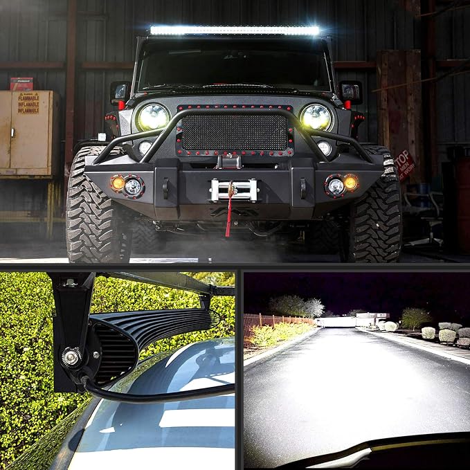 Nilight 54 Inch 312W Curved Spot Flood Combo Led Light Bar LED Off Road Light Driving Light and 1PC 14AWG 12V 5Pin Rocker Switch Wiring Harness Kit - 1 Lead - Image 5