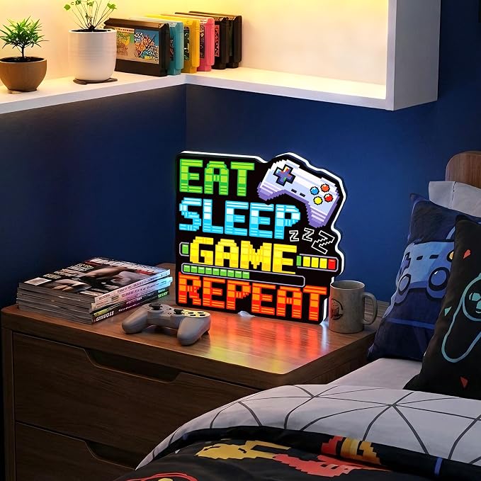 Eat Sleep Gaming Repeat LED Light Sign, Dimmable LED Gaming Room Decor Wall Light, Game Setup Room Sign for Bedroom, Neon Gaming Decor Neon Light, Gamer Gift for Teen Boys Men Boyfriend - Image 7