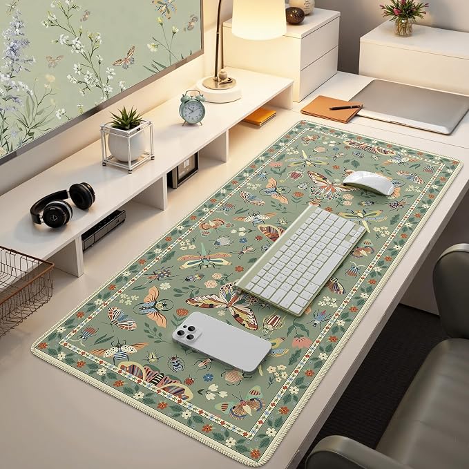 iCasso Green Large Mouse Pad, Desk Matt for Desktop | XXL Desk Mat for Keyboard and Mouse, Anti-Slip Big Mousepad Computer Mat with Stitched Edges - Image 6