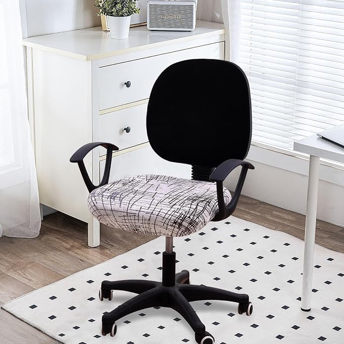 Smiry Stretch Printed Office Computer Desk Chair Seat Covers | Stretch Fit, Soft Fabric Universal Rotating Chair Cover, Washable Removable, Anti-Dust Seat Cushion Protector - Image 2