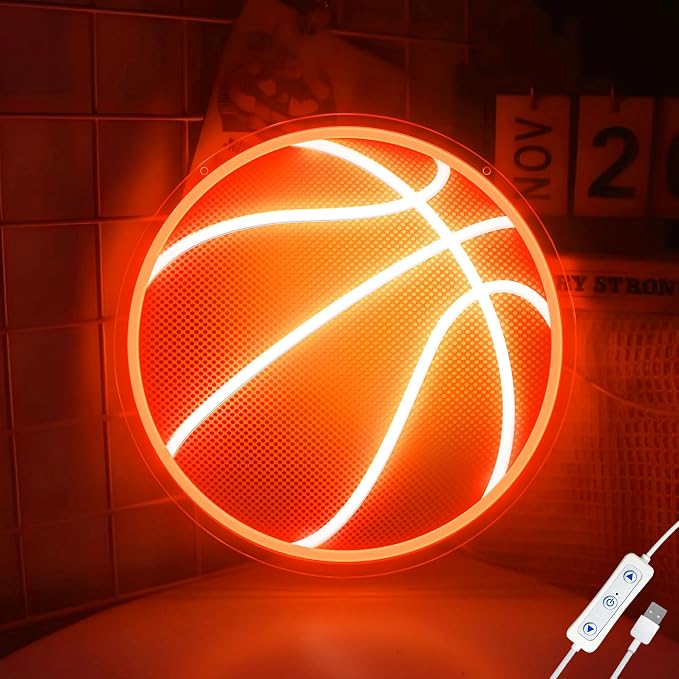 CULOIS Basketball Neon Sign for Wall Decor, UV Printed Basketball Neon Light, Dimmable Sports LED Sign for Bedroom, Man Cave, Dorm, Game Room, Birthday Party Gifts by CULOIS