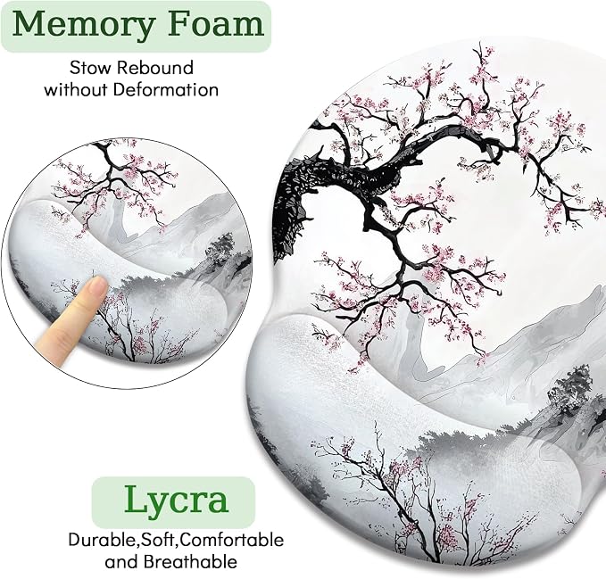 LIMKRIAN Japanese Ergonomic Mouse Pad with Gel Wrist Rest, 9.8 x 8.6 in - Image 6