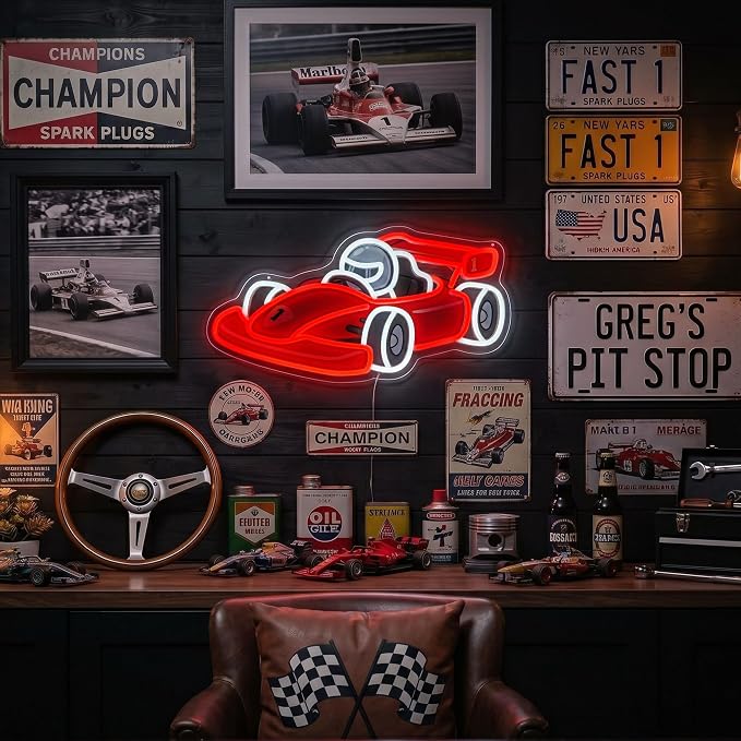 CULOIS Race Car Neon Sign for Boys Room Decor - Dimmable Racing Car LED Neon Light, Bedroom Game Room Wall Decor, Teen Boy Playroom Birthday Gifts - Image 3