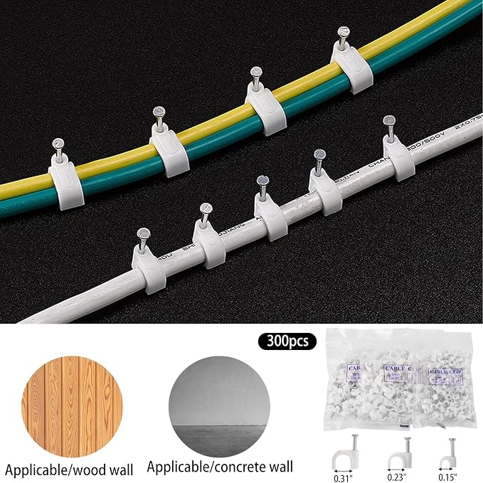 604 Pcs Cable Management Kit, 4 Cord Organizer Sleeve, 7 Cable Holder, 38 Adhesive Cord Clips, 40 Pcs+5 Roll Cable Organizer Straps 200 Cable Ties 300 Cable Wire Clips for PC TV Under Desk - Image 7