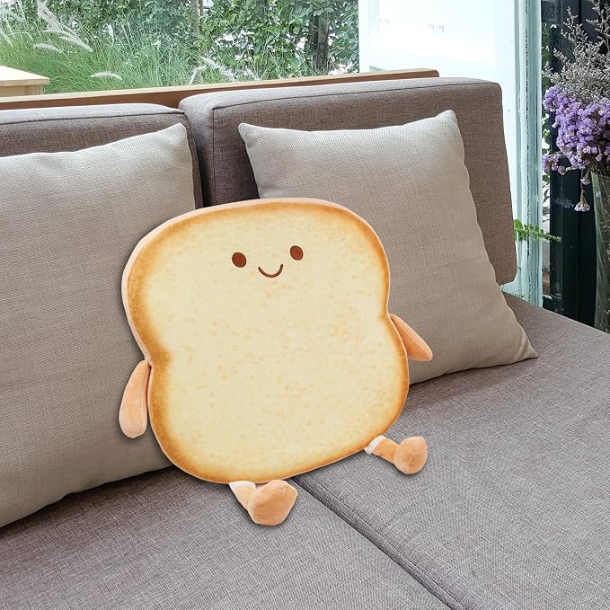 Toast Seat Cushion Memory Foam Chair Pad Removable Cover Food Plush - Image 7