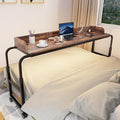 Overbed Table with Wheels, Mobile Bed Table with Adjustable Height Length, Desk for Bed Queen King Size with Charging Station and LED Light, Rolling Table for Eating, Laptops, Hospitals by OTUTUMUS