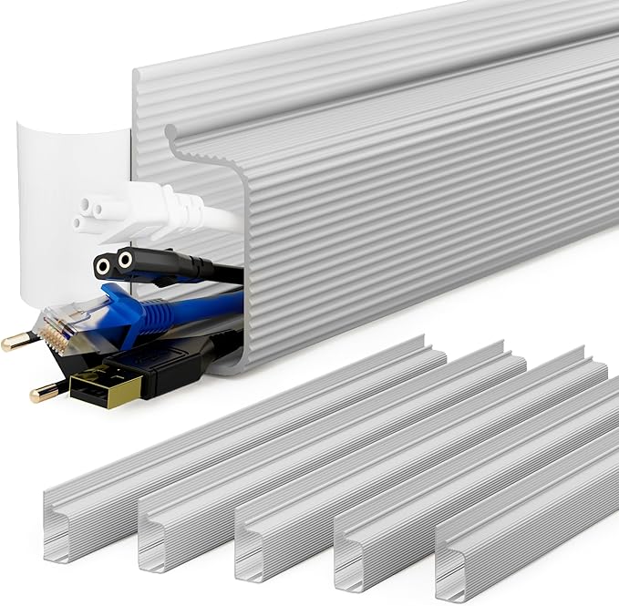 YECAYE Cable Management Under Desk, 94.2 in, Cable Raceway, Grey by Yecaye