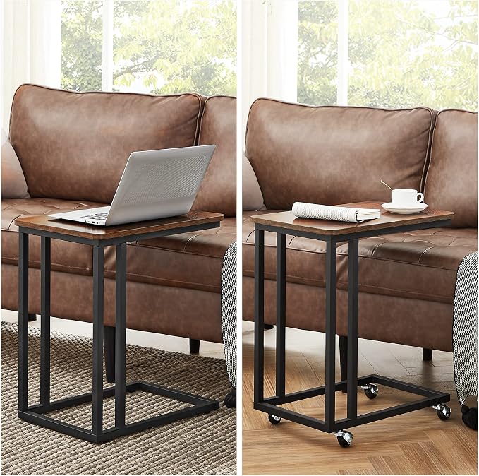 VASAGLE C Shape End Table for Couch or Sofa, Industrial Small Side Table - Image 4