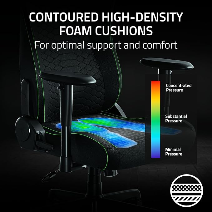 Razer Iskur V2 X Ergonomic Gaming Chair, Black | Built-In Lumbar Support, Wide Seat, High Density Foam Cushions, Adjustable 152 Degree Recline, 2D Armrests, Plush Fabric - Image 6